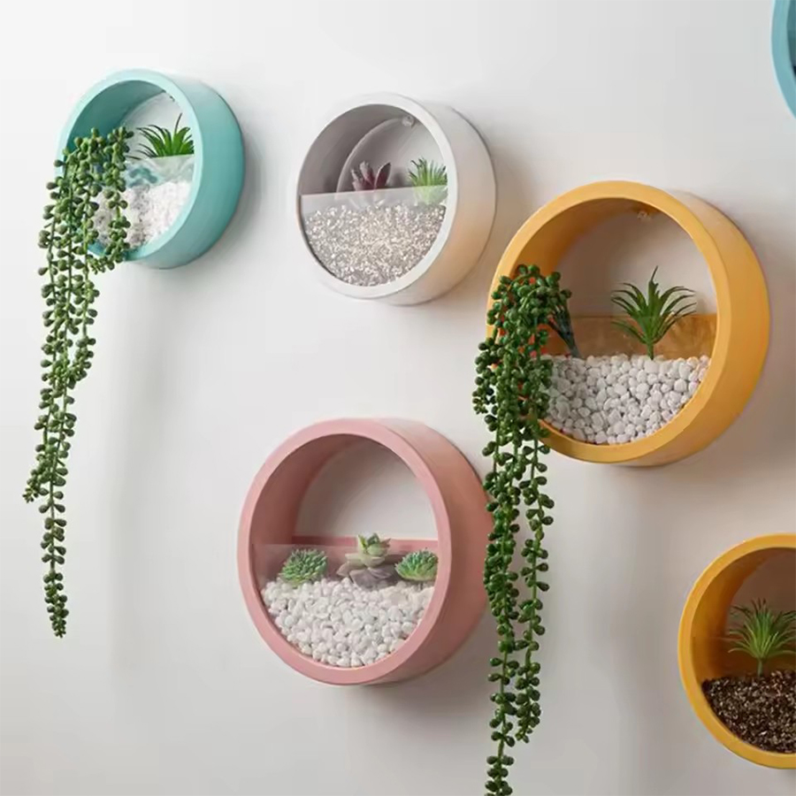 Snake Plant Ceramic - Runder Wandmontage-Blumentopf in 3 Farben Rosa