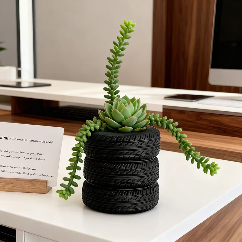 Snake Plant Ceramic - Gestapelter Reifen-Blumentopf aus Kunstharz, Kreativer 3-Schichtiger