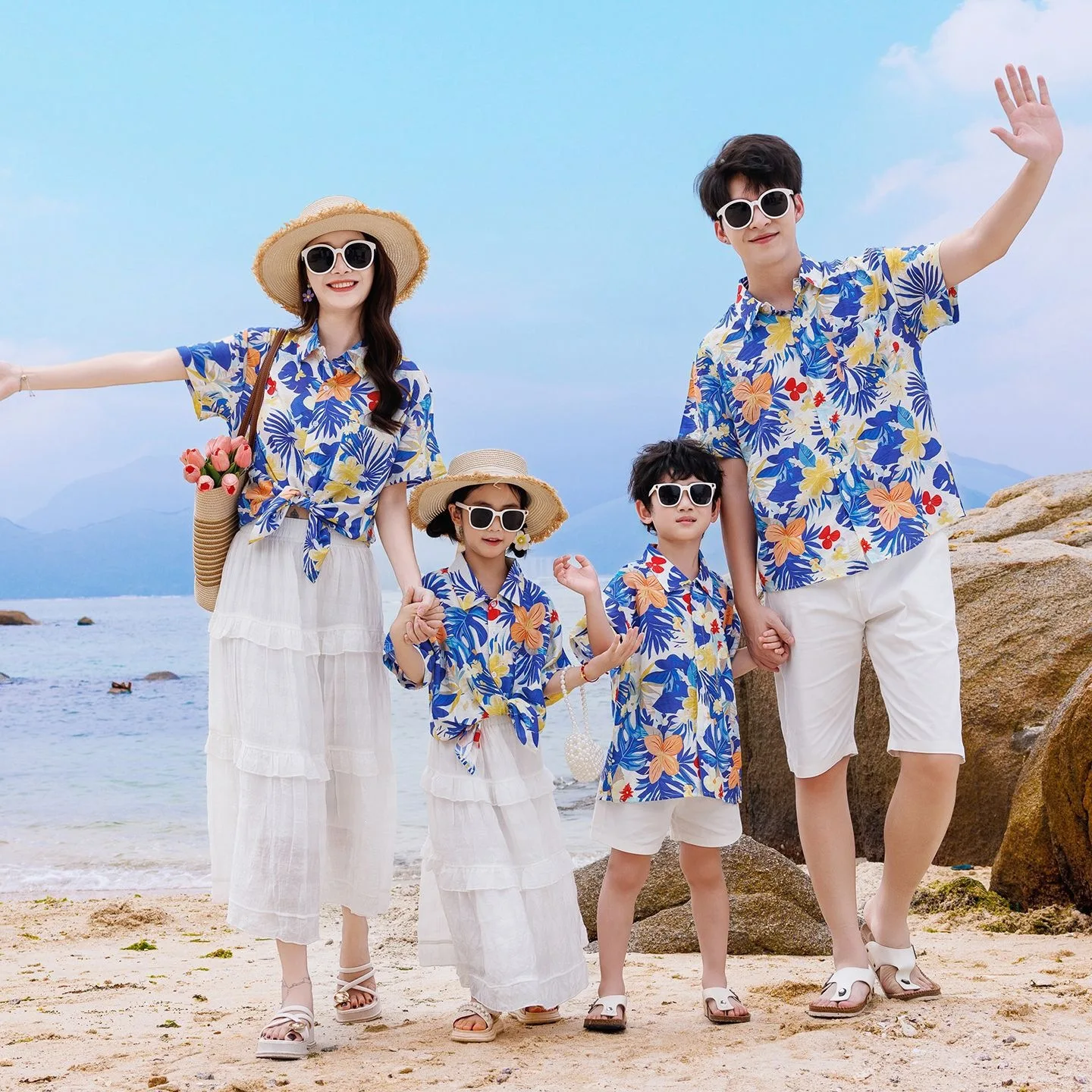 Plant Parent Free - Urlaubs-Familien-Partnerlook-Sets: Mutter-Tochter-Shirts und -Röcke, Lässige Vater-Sohn-Tops